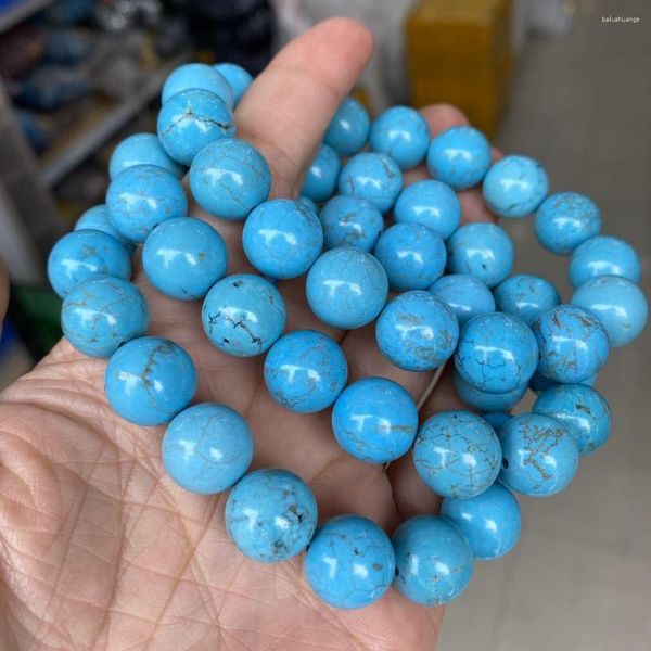 Strand Natural Stone Bracelet Blue Turquoises Beads Jewelry Gift Men Yoga Bracelets Women 6 8 10 12mm