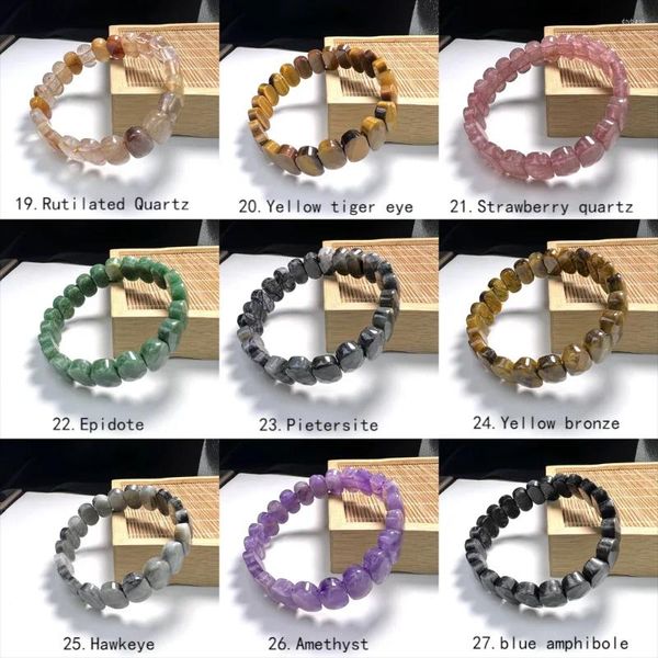 Pulsera de piedra Natural de hilo, cordón elástico facetado de alta calidad, lapislázuli, labradorita, amatista, pulseras, brazaletes para mujer