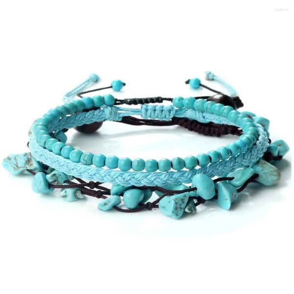 Pulsera de piedra natural de hilo irregular grava cuentas de cuarzo cuerda trenzada mujeres hombres brazalete bohemio pareja pulsera joyería regalo para amigo