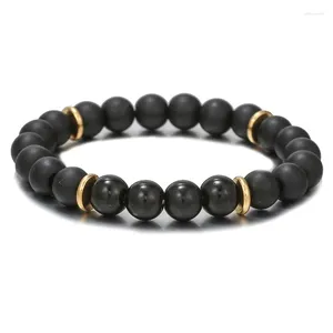 Pulsera de piedra Natural para hombre, 8/10mm, negro, opaco, ágata de ónix mate, cuentas redondas, pulseras de joyería de Yoga para mujer