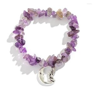 Strand Natural Stone Bracelet Moonstone Améthystes Hématite Bracelets Pour Femme Homme 57BD