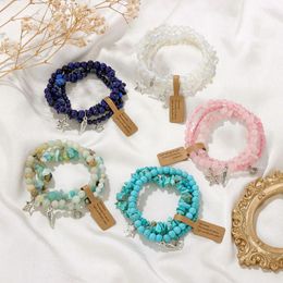 Ensemble de bracelets en pierre naturelle pour hommes et femmes, breloques bohémien, étoile, aile, lune, bijoux de guérison, cristal Lapis Lazuli
