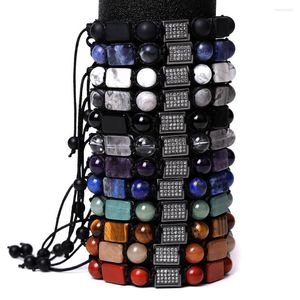 STRAND NATUURLIJKE STEEN GELUID BRACELBELD LAPIS QUARTZ 7 CHAKRA CRYSTAL STRING WRAPUBELETS VOOR DOMME FEMME Yoga sieraden Reiki Healing