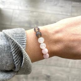 Strand Natural Stone Crystal Charms armbanden voor vrouwen eenvoudige verstelbare rooskwarts yoga chakra reiki weef armband sieraden geschenken