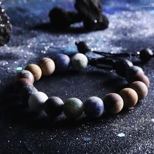 Strand Natuursteen Acht Planeten Kraal Armbanden Voor Mannen Vrouwen Universum Zeven Chakra Bangle Yoga Energie Galaxy Solar Polsband Sieraden