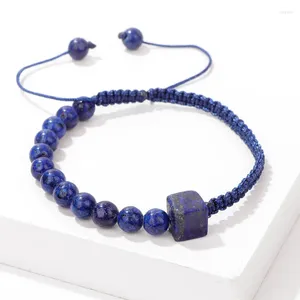 Strand Natuursteen Lapis Lazuli Kralen Armband Vierkant Agaat Malachiet Verstelbaar Voor Vrouwen Mannen Energie Sieraden
