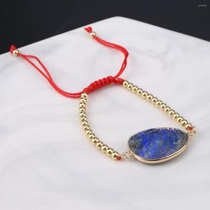 Strand Natural Stone Lapis Lazuli Bracelet Gold Compated Handmade Woven Touwketen Hoge kwaliteit voor vrouwen Girls Reiki Healing Gifts