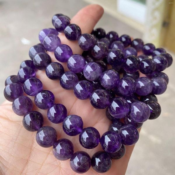 Hilo de piedra natural, pulsera de amatista sudafricana, gema Reiki de ensueño, cuentas redondas, pulseras, joyería, regalos para parejas