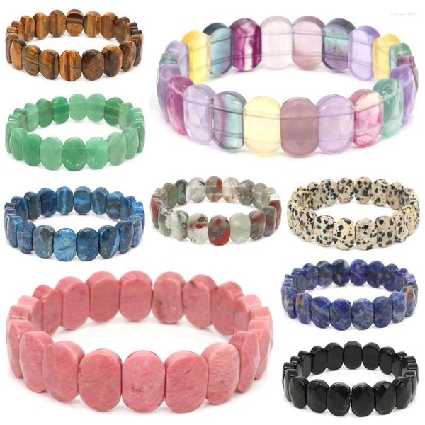 Bracelets de perles carrées en pierre naturelle, améthyste, Quartz Rose, cristal de guérison, bracelet rectangulaire, bijoux en pierres précieuses pour femmes, cadeaux