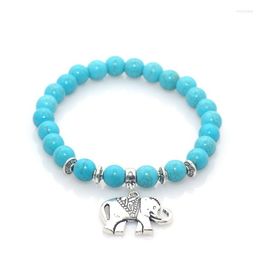 Strand Natural Stone Turquoises Bead Bracelet Anchor Charm para hombres y mujeres