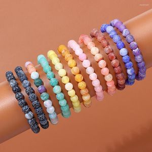 Strand Natural Stone Weathered Agates Bracelet 8mm Matte Round Lucky Yoga Healing Gems For Women Men