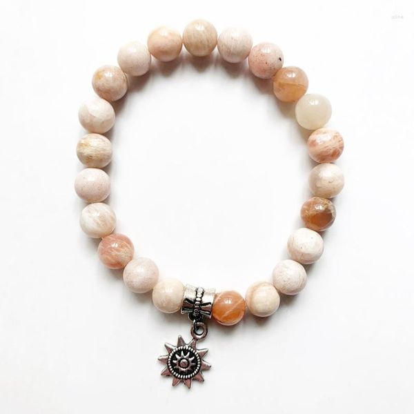 Strand perles de pierre de soleil naturelles Bracelet en cristal guérison bijoux en pierre de soleil hommes femmes breloques méditation 1pc