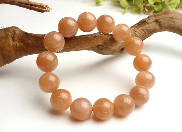 Bracelet en perles de cristal, pierre de soleil naturelle Orange Moonsotone, brin 12 Mm