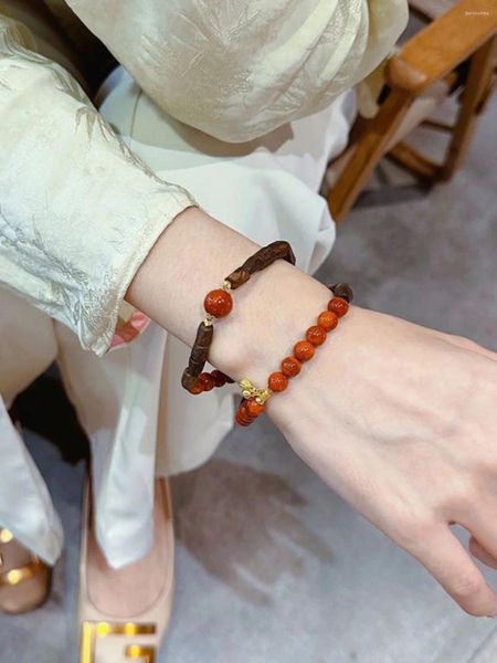 Bracelet à deux anneaux à l'agar de Tarakan naturel Strand avec des femmes chinoises pour les femmes