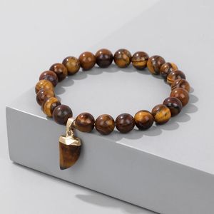 Brin Naturel Oeil De Tigre Pierre Perles Bracelet Petit Couteau Pendentif Bracelets Simple Mode Quartz Perlé Charme Bijoux Hommes Femmes 6mm