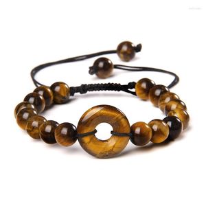 STRAND NATUURLIJKE Tiger Eye Stone Bracelet 8mm Ronde Agates kralen gevlochten verstelbare Boeddha Energie sieraden voor vrouwelijke mannen Geschenken