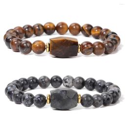 Strand Naturel Oeil De Tigre Pierre Bracelet Forme Carrée Quartzs Perles Bracelets Pour Femme Hommes Noir Labradorite Améthystes Bracelets Bijoux