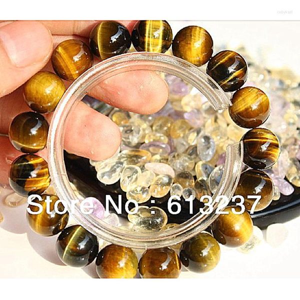 Strand Natural Tigers Eye Stone 10mm Cuentas redondas sueltas Fabricación de pulseras de joyería 7.5 'YE0004
