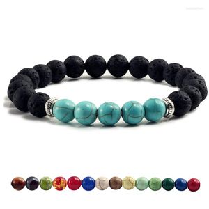 STRAND Natuurlijke vulkanische stenen armbanden Charm Women Chakra Balans kralen mannen Zwart Lava Bangles Fashion Buddha Cuff Sieraden Gift