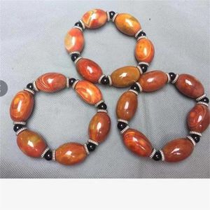 Strand Natural Warring States Red Agate Handstring Men's Fashion Simple And Dominating Elastic Band Réglable Cadeau Pour Petit Ami