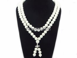 Fil d'albâtre blanc naturel, pierres précieuses bouddhistes de 10mm, 108 perles de prière, Long collier Mala, Bracelet polyvalent, 5 brins/paquet