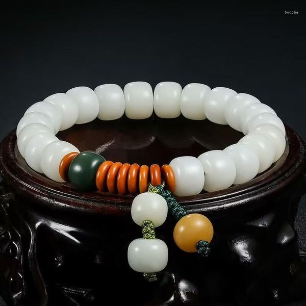 Brin naturel blanc Bodhi racine baril perles Bracelets chanceux bouddhiste Bracelet pour femmes hommes unisexe Bracelets bijoux accessoire