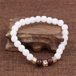 Brin Naturel Blanc Calcédoine Grenat Bracelets Bracelet Pour Femmes Bijoux Bouddha Élastique Yoga Pierre Perle Bracelet Goutte