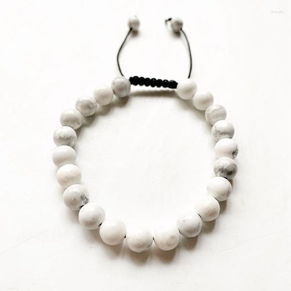 Strand Natural White Howlite Stone Beads 8mm Pulseras Terapéutica Energía Curación Pulsera Reiki Crystals Adjustale 1pc