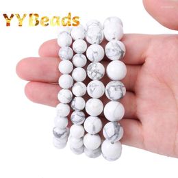 Strand Natuurlijke Witte Howliet Turkoois Kralen Steen Armband Handgemaakte Mannen Yoga Mala Sieraden Voor Vrouwen Gift 18-19cm