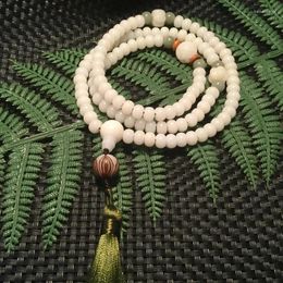 Strand Natural blanc Jade Bodhi Root Bouddha Perle Collier à main Pumpkin LoUTUS MALON ET FEMME Bénédiction