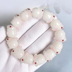 Brin de Jade blanc naturel, racine de Bodhi sculptée à la main, accessoires exquis et mignons pour hommes et femmes, ornements d'orge