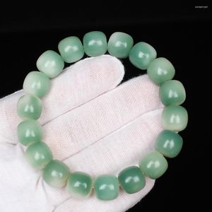 STRAND NATUURLIJKE WIT JADE BODHI ROOT HAND STRING Boeddha kralen mannelijk oude type emmer geleidelijk groen zwevende bloemvinger wikkeling zacht