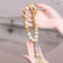 STRAND NATUURLIJKE WIT JADE BODHI ROOT HANDHeld Bead Bracelet met kwast unisex mode -sieraden