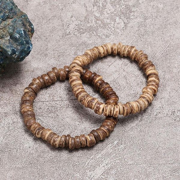 Strand Natural Wood Beads Pulsera Bohemia Minimalista Antigua Braclet Budismo Tibetano Joyas Vintage Yoga Meditación Mujeres Bijoux