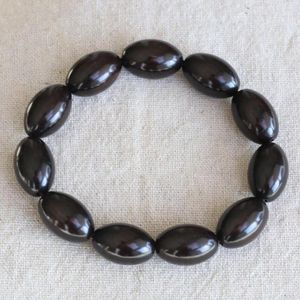 Strand Bracelet en bois naturel Perles en bois en forme d'olive Bûches Bijoux noirs Perlé Lucky Neutre