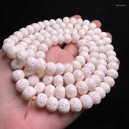 Bracelet en os de Yak naturel, pièce de monnaie sculptée à la main, 108 perles, accessoires de bricolage