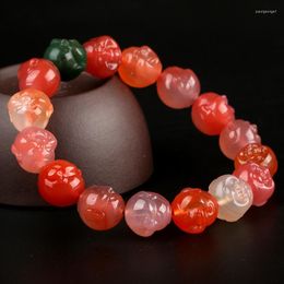 Bracelet tête de bouddha en Agate Yanyuan naturelle, sculpture Maitreya, ornement DIY