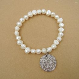 Bracelet Perles D'eau Douce Strand Nature BAROQUE 7-8 MM