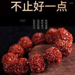 Strand Népal Five Faces Faces Six-Petal Big Rudraksha Perles en cuir rouge brossé Patine Bouddha Artisan Bracelet Femme Bra