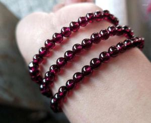 Strand Noble Sieraden Natuurlijke 4.5-5.3mm Granaat Kristal Stenen Kralen Armband 3lap