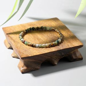 Strand OAIITE Pulsera de ágata Natural de 4 mm para Hombres Ojo de Tigre Amarillo Mujeres Yoga Charm joyería Amigos Regalo