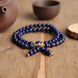 Strand OAIITE 6mm Hoge Kwaliteit Natuurlijke Lapis Lazuli Armband Voor Mannen En Vrouwen Mediteren Yoga Healing Charm Sieraden Vrienden gift