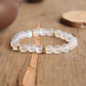 Strand OAIITE 8 mm natuurlijke maansteen armband voor vrouwen glinsterende steen yoga reiki energie gezonde gelukskraal elastische mannen