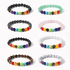 Strand Oaiite 8 mm Bracelet de perle en pierre naturelle 7 Chakra Fashion volcanique apporte la richesse et la santé de bonne chance