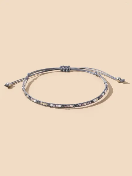 Strand OAIITE fila única de cuentas de arroz pulsera tejida gris moda mujer encanto clásico para hombres amantes regalo de recuerdo