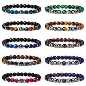 Strand Obsidian Tiger Eye kralen armbanden mannen Reiki Nature Stone Hematiet Gezondheidsbescherming voor vrouwen Parken Helende sieraden