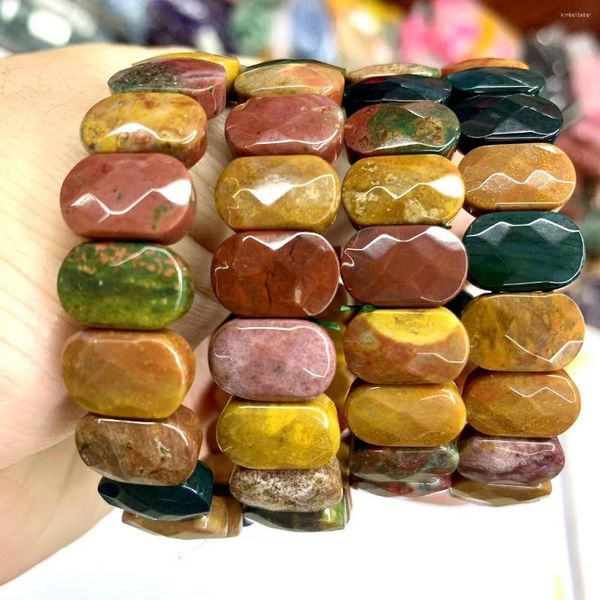 Strand Ocean Jasper Beads Pulsera Joyas de piedras preciosas naturales Brazalete para hombres Mujeres Regalo al por mayor