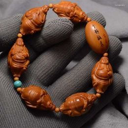 Strand Olive Core Quiet Zhiyuan Pulsera Talla Nuclear Maitreya Cuentas de Buda de Mano