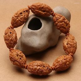 Strand Olive Nut Handmade Hollow - Hand String Stone Carving Driezijdig gesneden Boeddhabeeld Handheld