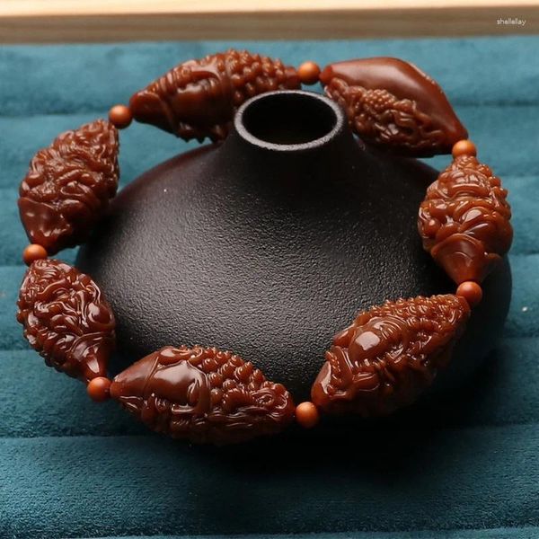 Brin de noix d'olive, matériau jadifié, sculpté à la main, un éclair de pensée, sculpture sur pierre, Bracelet à anneau unique